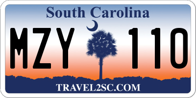 SC license plate MZY110