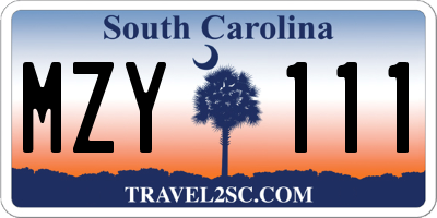 SC license plate MZY111