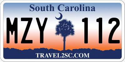 SC license plate MZY112