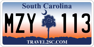 SC license plate MZY113