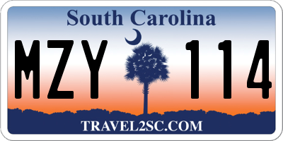 SC license plate MZY114