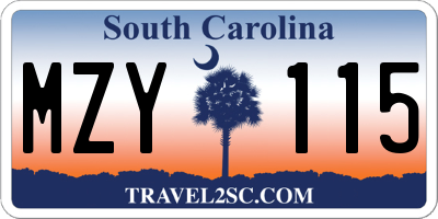 SC license plate MZY115
