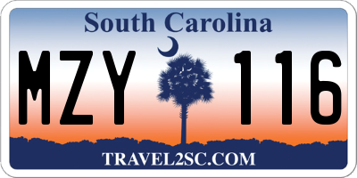 SC license plate MZY116