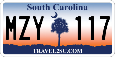 SC license plate MZY117