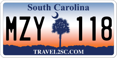 SC license plate MZY118