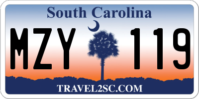 SC license plate MZY119
