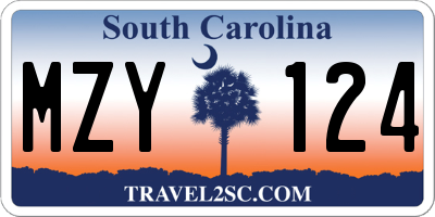 SC license plate MZY124