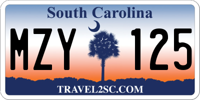SC license plate MZY125