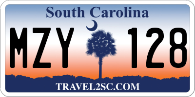 SC license plate MZY128