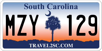 SC license plate MZY129