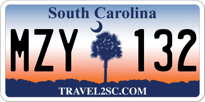 SC license plate MZY132