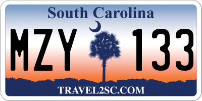 SC license plate MZY133
