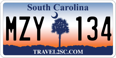 SC license plate MZY134