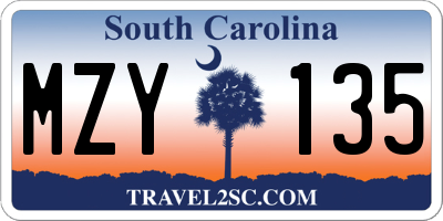 SC license plate MZY135