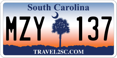 SC license plate MZY137