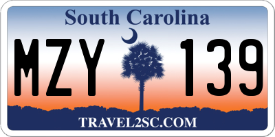 SC license plate MZY139
