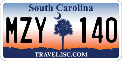 SC license plate MZY140