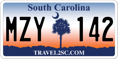 SC license plate MZY142