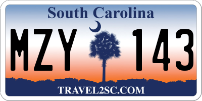 SC license plate MZY143