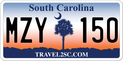 SC license plate MZY150