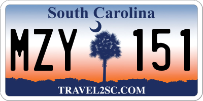 SC license plate MZY151