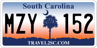SC license plate MZY152