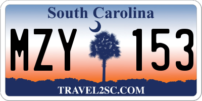 SC license plate MZY153