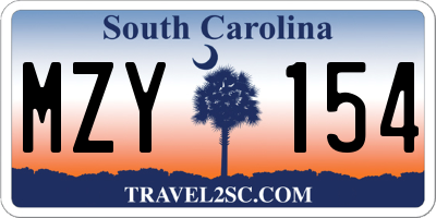 SC license plate MZY154
