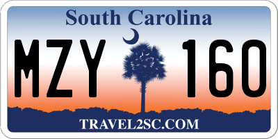 SC license plate MZY160