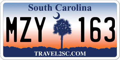 SC license plate MZY163
