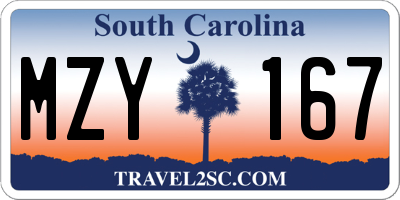 SC license plate MZY167
