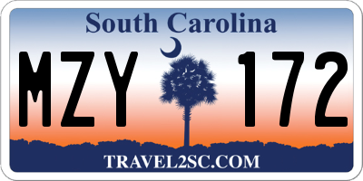 SC license plate MZY172