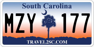 SC license plate MZY177