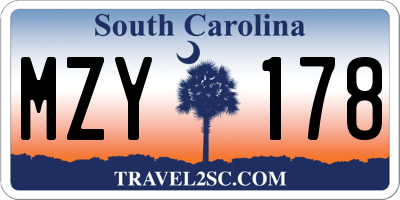 SC license plate MZY178
