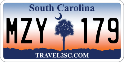 SC license plate MZY179