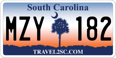 SC license plate MZY182