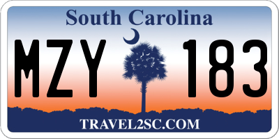SC license plate MZY183