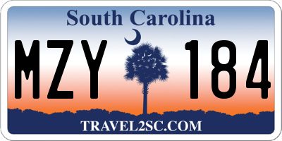 SC license plate MZY184
