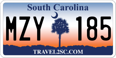 SC license plate MZY185