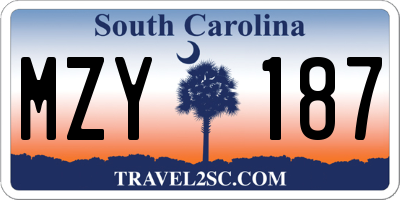 SC license plate MZY187