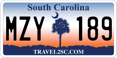 SC license plate MZY189