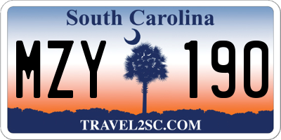 SC license plate MZY190