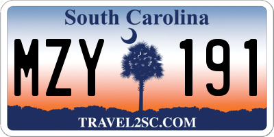 SC license plate MZY191