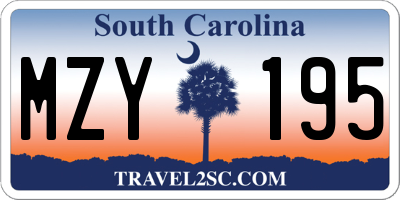 SC license plate MZY195