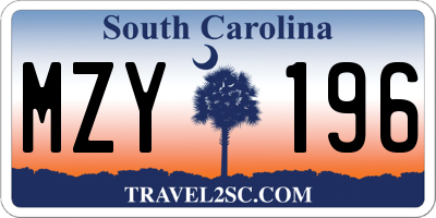 SC license plate MZY196