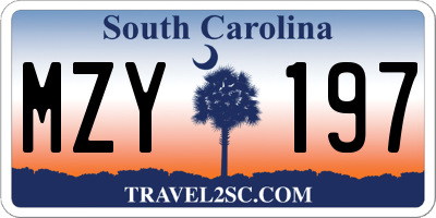 SC license plate MZY197