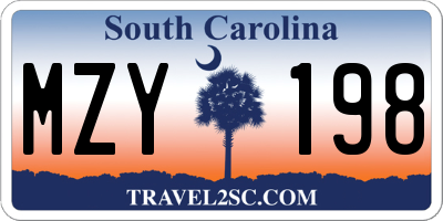 SC license plate MZY198