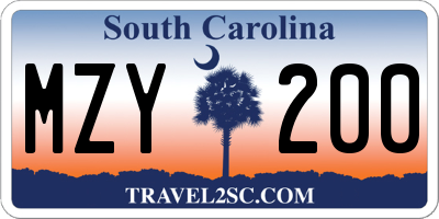 SC license plate MZY200