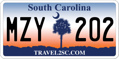 SC license plate MZY202