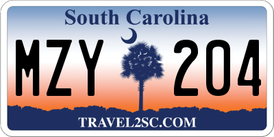 SC license plate MZY204
